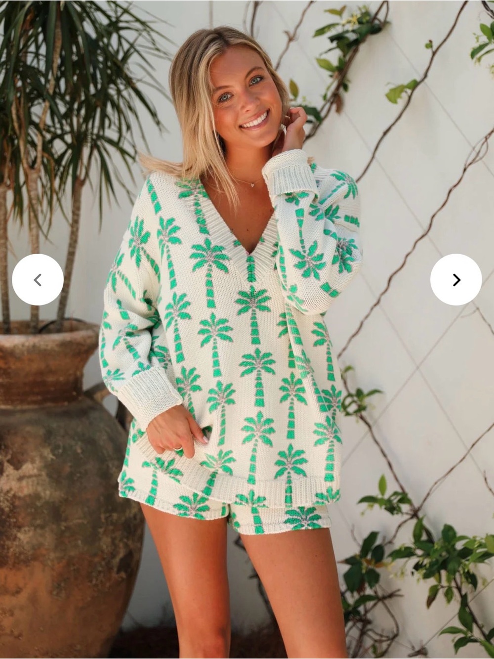 Show me your mumu set palm tree Gilligan Sweater and matching Boardwalk Shorts